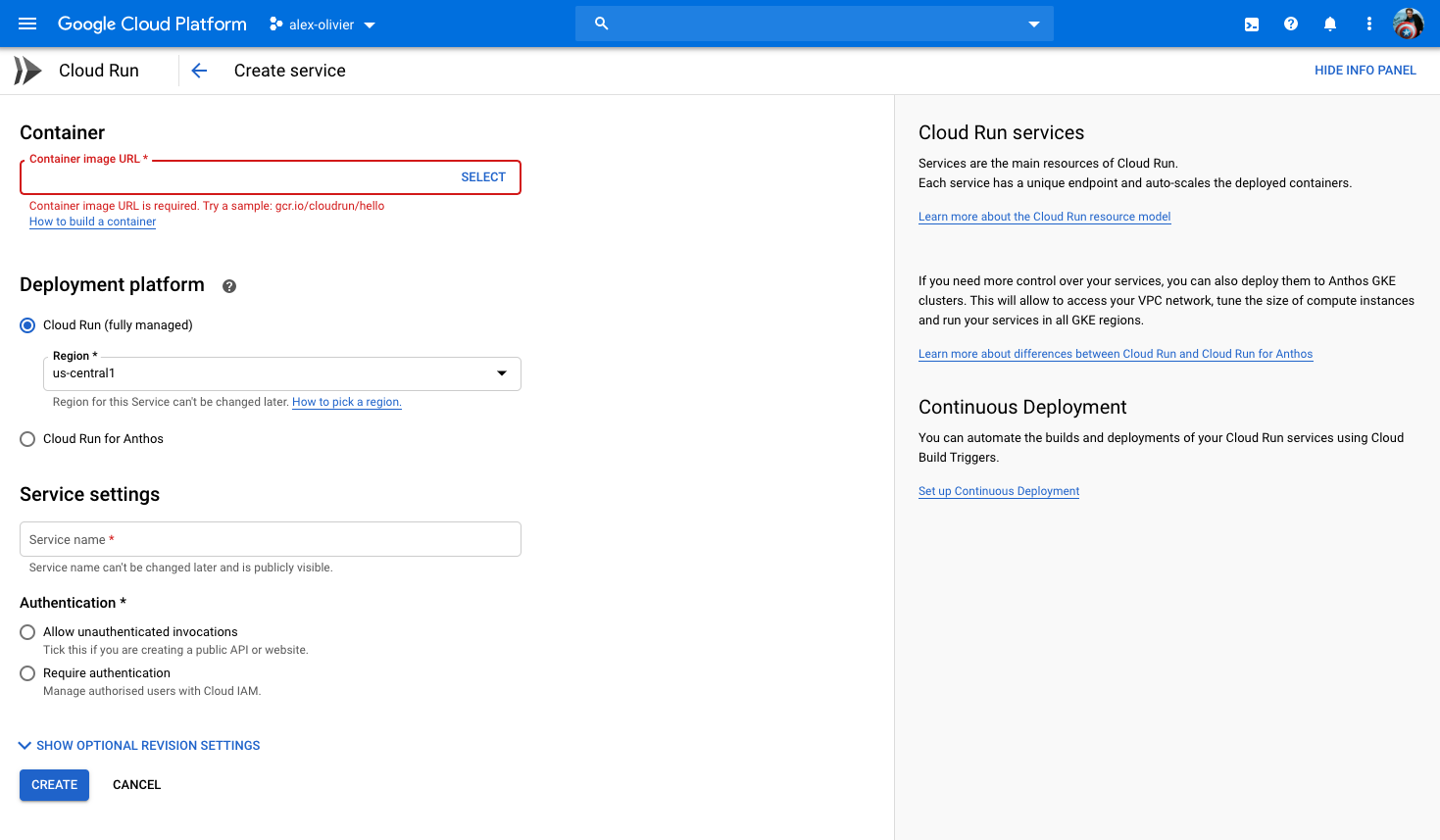 Create Service Page Create Service Page